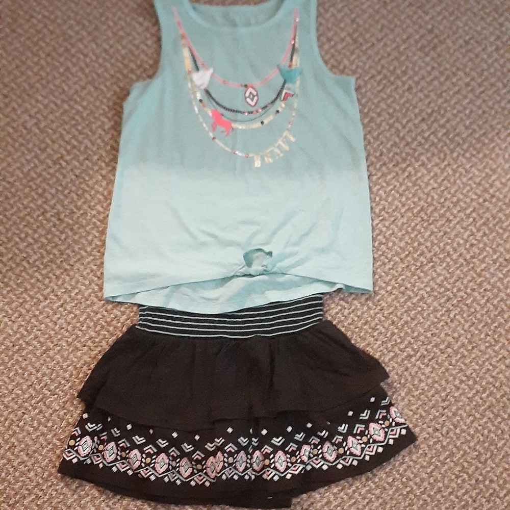 Justice Outfits size 10 color Blk/turquoise. Like New condition